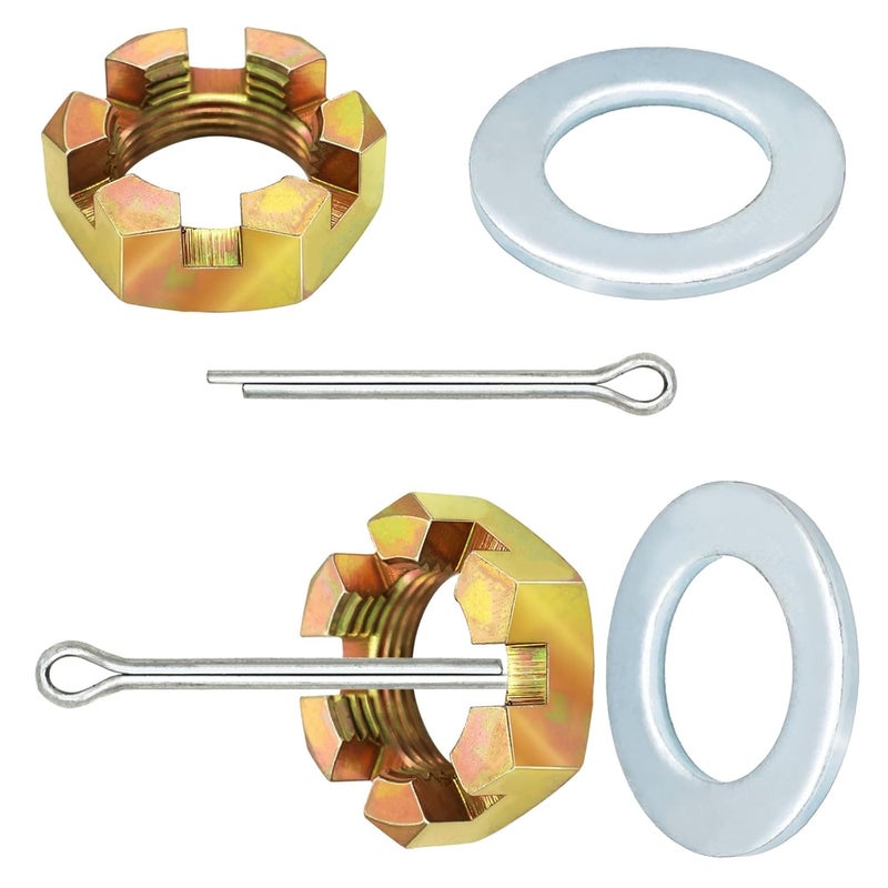 TiciKim 2 Sets Trailer Nut Kit for 1" Shaft Spindle, Includes 1" Shaft Spindle Nuts 1" Spindle Washers & 2.2" Long Cotter Pins High Strength Trailer Axle Bearing Kit - Image 5